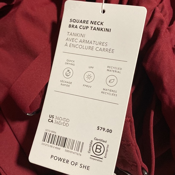 ❤️ Athleta Square Neck Bra Cup Tankini // CoffeeBerry - Picture 6 of 8